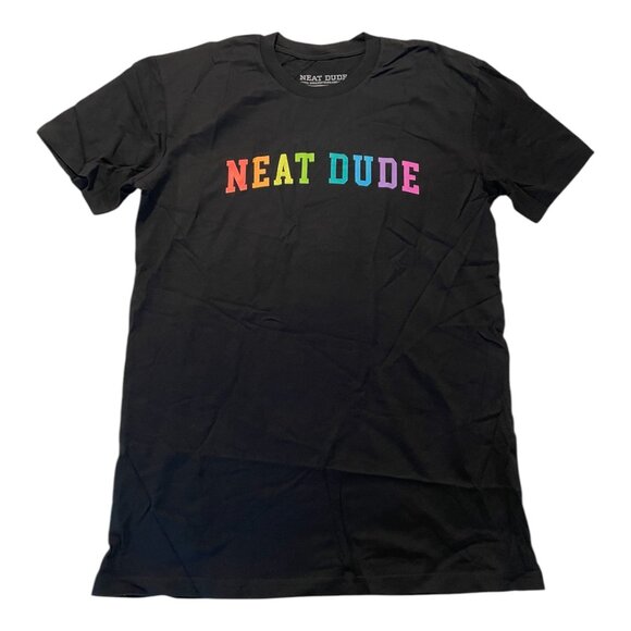 Neat Dude Black & Rainbow Tee - Size Small - Picture 1 of 2